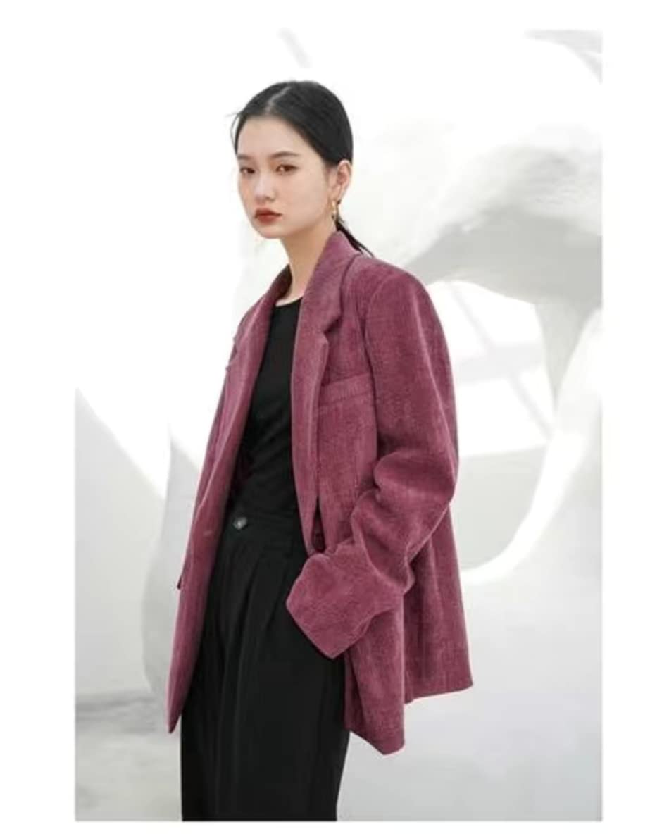 TOBILE Blazer Giacca per Velluto A Velluto A Rosso Semplice Rosa Rosa Giacca Sciolta Casual