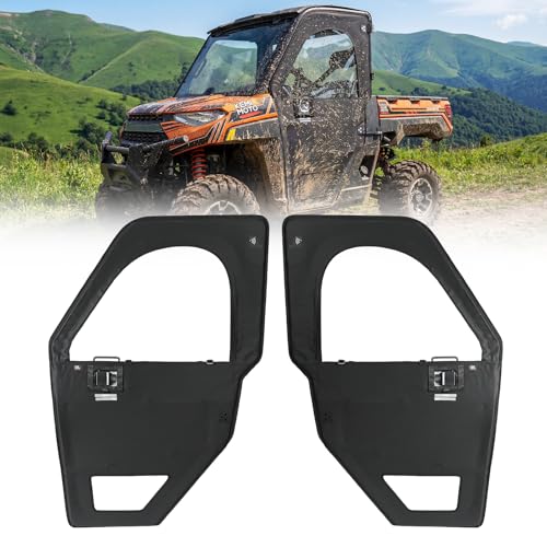 KEMIMOTO UTV Doors with Steel Frame Compatible with Polaris Ranger 1000/ XP1000 2020-2026 Waterproof Tear-Resistant Embossed PVC Oxford Fabric Cab Enclosure Upper Window Replace #2882902