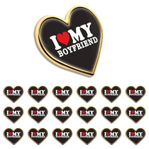 Image of 6 /12 /50 /100 Pack Heart I Love My Girlfriend&Boyfriend Lapel Pins Bulk - Red Party Button Brooch Hot Love Badge Pin for Men Women Clothes Bags Hats