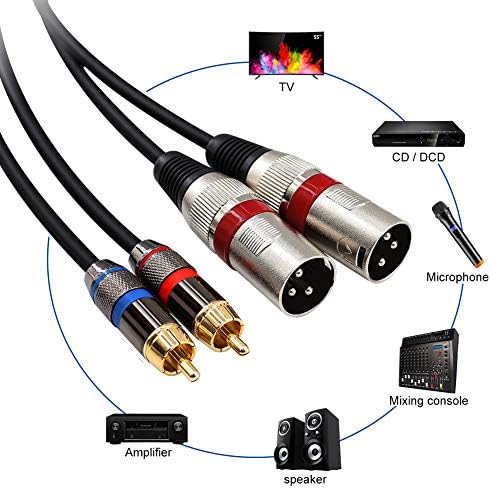 RCA TO XLR Cable,Yeung Qee Dual RCA Male to Dual XLR Male Cable,2 XLR Male to 2 RCA Male HIFI Audio Cable for Amplifier Mixer Microphone Cable Wire Cord (2 rca to 2xlr Male,3m)