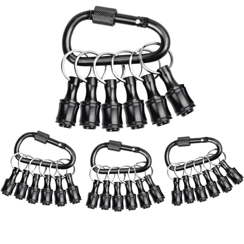Sopclane 24PCS Keychain Bit Holder,Hex Drill Bit Holder for Impact Driver Drill Bit,Screwdriver Bit Holders for Tools and Gifts for Men,Black