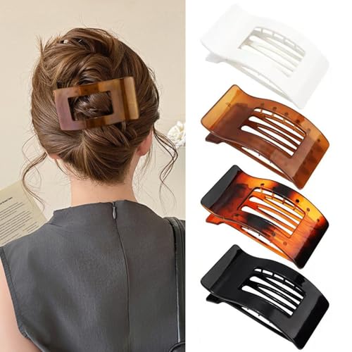 4 piezas de pinzas planas para cabello, clip grande de fuerte sujeción para cabello grueso y fino, pinzas antideslizantes y brillantes tipo pico de pato para estilizado diario miniatura 1