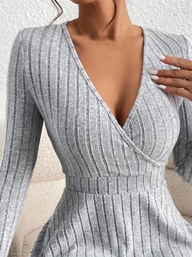 Robe pull col en V pour un style décontracté chic en automne hiver - 2