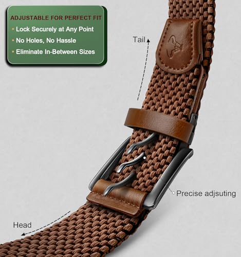 Image of BULLIANT Men Belt Rerversible Golf Belt Stretch Braided for Gift Men 1 3 /8 inch-2 In 1 Belt