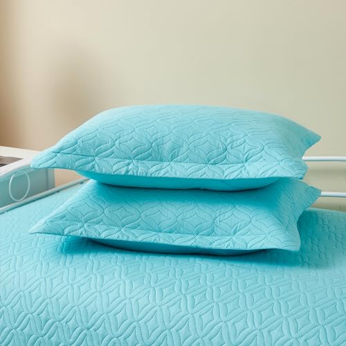 Image of 3 Piece Blue Daybed Cover Twin Size Cozy Daybed Sets Bedding Double Sided Quilting Cover Set Geometric Print Bedspread Coverlet All Season for Twin Bed with 2 Standard Shams,39 inchx75 inch