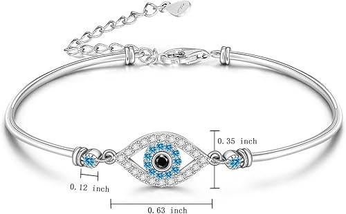 Miniatura 7 de Evil Eye Bracelets Greek Blue Evil Eye Bracelet for Women Bangle 925 Sterling Silver Jewelry Protection Amulet Charm Turkish