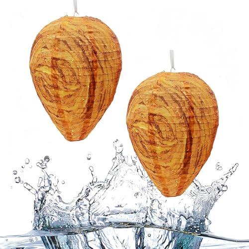 Wasp Nest Decoy Hanging Fake Wasp Nest Hornet Nest Decoy for Wasps Hornets Yellow Jackets, Wasp Nest Decoy Hanging for Wasps, Wasp Nest Hanging (2pcs)