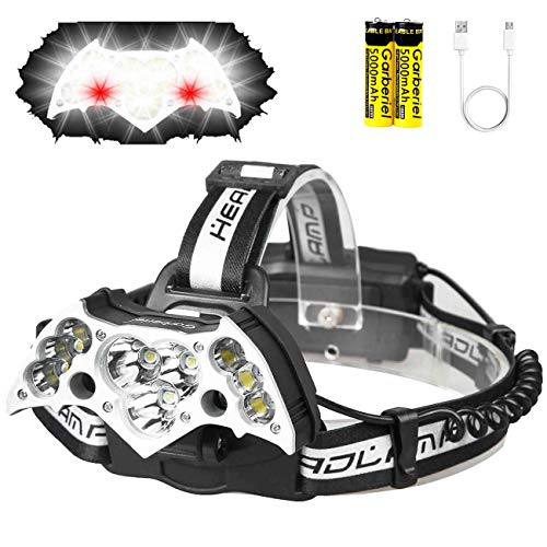 Lampe Frontale LED Puissante 10000 Lumens, 7 Modes D'éclairage Lampe Frontale Ultra Lumineuse USB Rechargeable pour Course, Jogging, Camping