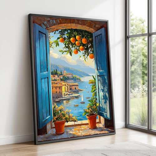 Toile murale vue méditerranéenne 70x100cm paysage bord de mer