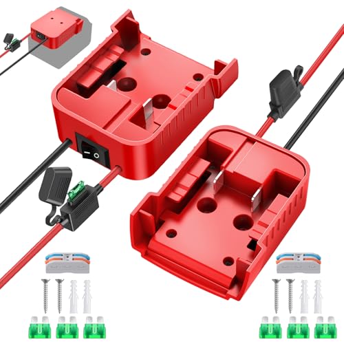 2 Packs 18V Adapters Compatible with Milwaukee M18 Battery for Power Wheel Adapter Ride On Toy Car DIY Power Projects Battery Connector Conversion Kit with Switch & Fuse 12AWG Wire Wire Terminal