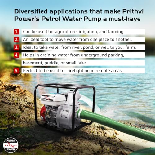 Image of 7.5 HP Petrol Water Pump Set (3 Inch) | 4 Stroke Engine, 3600 RPM | Max Discharge 1200 L /Min | High Head, Heavy Duty Pump for Agriculture, Irrigation, Farming & Drainage