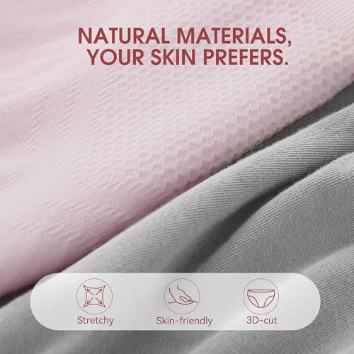 BAMBOO COOL Women's Underwear Mid Waisted Brief Ladies Seamless Panties Moisture Wicking Stretchy Full Coverage 5 Pack2