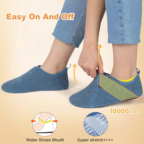 Besroad House Slippers for Women Men Comfy Barefoot Slippers Sock Furry Slip On House Shoes with Soft Rubber Sole for Bedroom Home Travel Yoga4