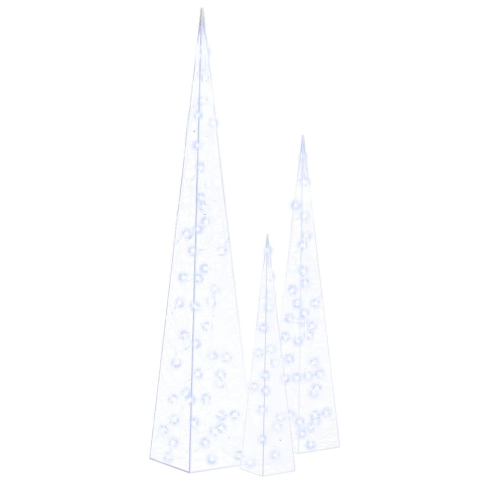 SECOLI Set Coni di Luce LED Acrilico Decorativo, Addobbi Natalizi per Esterno, Natale Decorazioni Esterno, Addobbi Natalizi Esterno, Decorazioni Esterno Natale, Blu 60/90/120 cm
