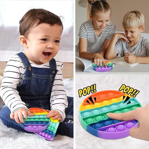 Pop It Spielzeug - Großes Regenbogen Anti-Stress-Spielzeug, Fidget Toys Für Autistische, Zappelige Menschen, Tolles Geschenk (Rund)