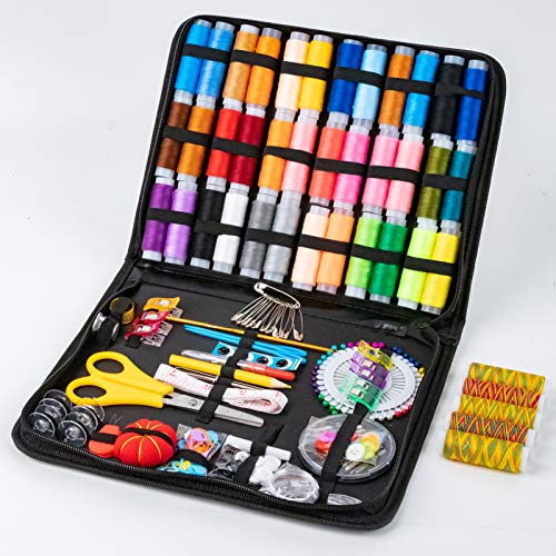 Bloss Premium XL Sewing Kit, Large Sewing Machine Kit for Home Emergency,200 PCS Complete Sewing Supplies for Adults, Kids, Beginner, Travellers, Threads and Needless for Basic Sewing Black