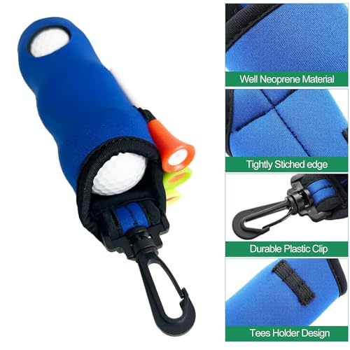 QQRASOAL 4 Set/Pack Golf Ball Tee Holder Neoprene Pouch Golfs Shot Score Counter Golf Ball Carry Bag Pouch Portable with Hook Multicolor,Portable Accessories for Man Woman — view 3