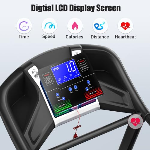 Image of Folding Treadmill for Home, 3.5HP Electric Running Machine with Auto Incline, Bluetooth MP3, Shock Absorbing System, Compact Portable Design, 330lbs Capacity