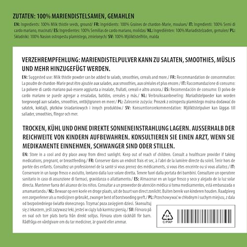 Alpi Nature Mariendistel Pulver 500g, Mariendistelsamen gemahlen, Mariendistel Samen gemahlen