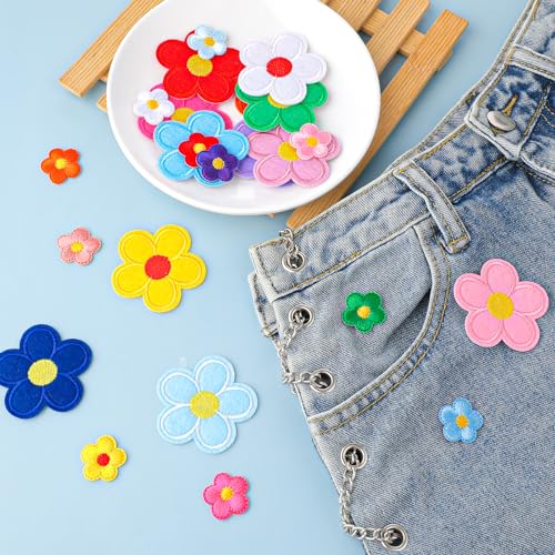 Tiesome 560513_1_SQGF8QSD 24Pcs Flower Iron On Patches Two Sizes, Cute Sunflower Embroidery Patches Floral Embroidery Applique Colorful Diy Repair Patch Decorative thumb #5