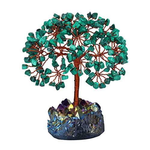 Arbre de vie,Cristaux,Grappe arc-en-ciel,Arbre en cristal,Accessoires décoratifs pour la maison,Cristaux et pierres précieuses,Décoration de bureau,Cadeaux spirituels (cristal de malachite) Cover