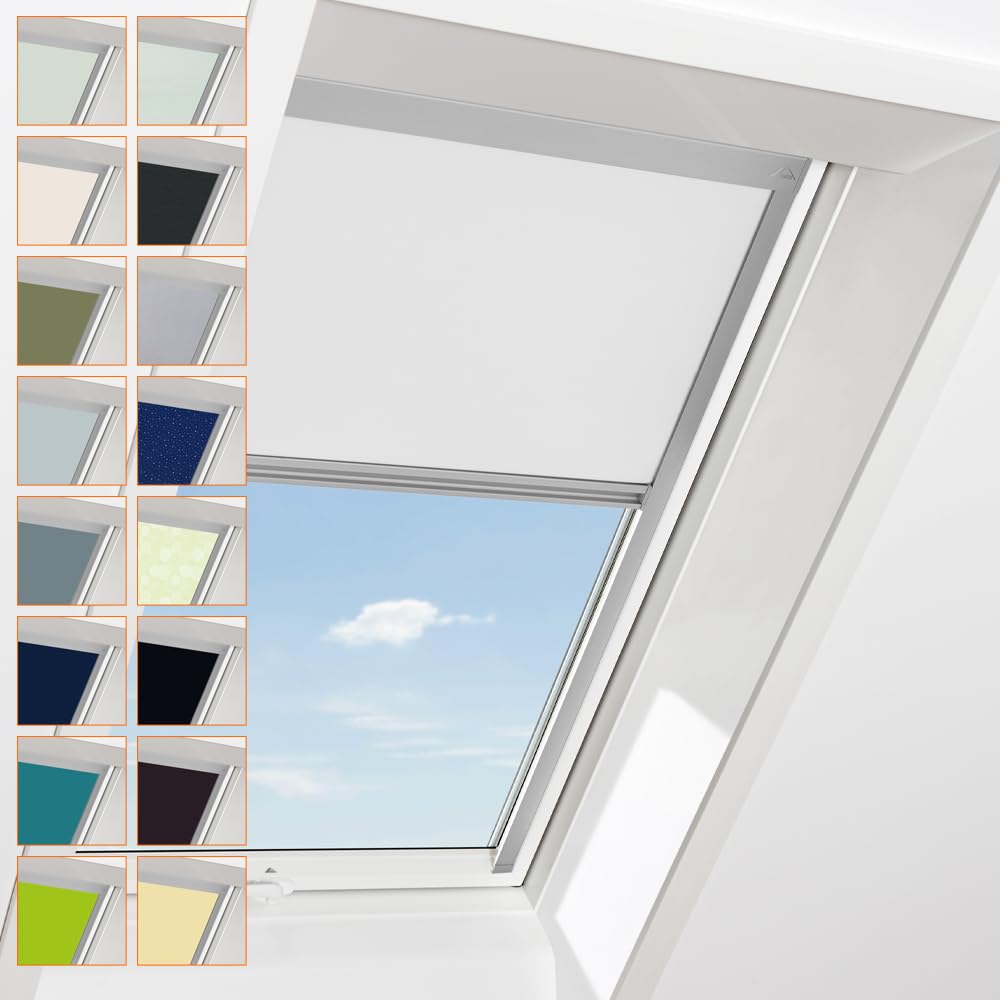 Roto Original Verdunkelungsrollo ZRVM mit Seitenschienen | Dachfensterrollo, Führungsschienen, Thermorollo, Sonnenschutz, alle Größen/Farben, WDF KAW KEW HAN, weiß, beige, schwarz
