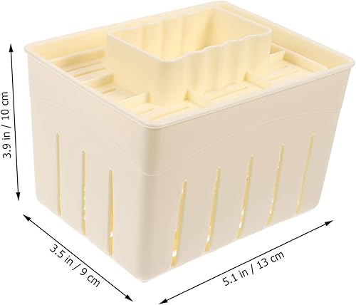 Miniatura 7 de Molde y prensa de tofu de 5.11 x 3.93 x 3.54 pulgadas, color amarillo claro, para hacer tofu de plástico apto para lavavajillas, prensa de cuajada