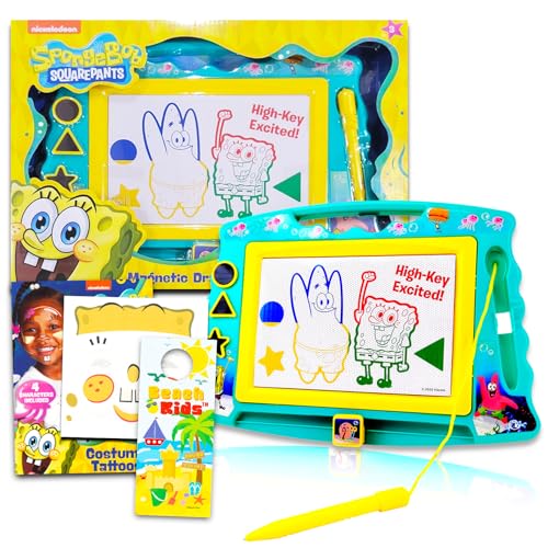 Nick Shop Spongebob Squarepants Magnetic Drawing Board Bundle ~ Spongebob Toys for Boys and Girls | Bikini Bottom Drawing Pad with Stickers (Spongebob Party Favors).