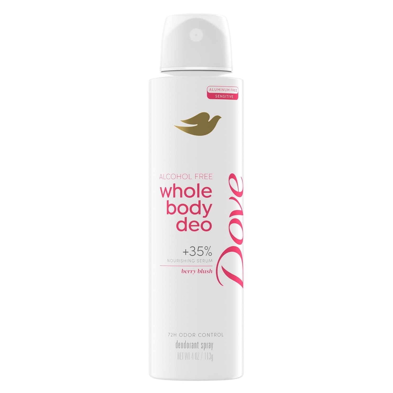 Dove Berry Blush Alcohol-Free Whole Body Deodorant Spray, 4 oz | For head-to-toe freshness, Helps control odor & stay fresh, With 35% nourishing serum, Berry Blush