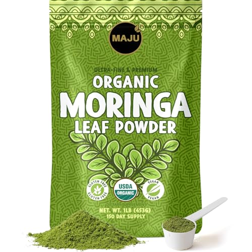 MAJU's Organic Moringa Powder (1 Pound), Oleifera...