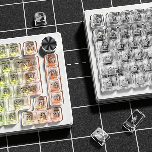 Image of dagaladoo White Clear keycaps,Transparent keycaps 60 75 100 Percent,Ceramic Jelly Key caps Set,Shine Through Key caps,MDA Profile Keyboard Key Cap for Mx Switches Mechanical Keyboard