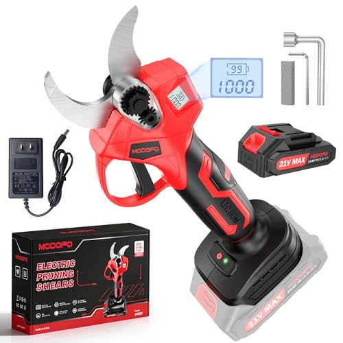 MODOFO Electric Pruning Shears,1.4' Cutting Diameter Cordless Power Pruner with LCD Display,...