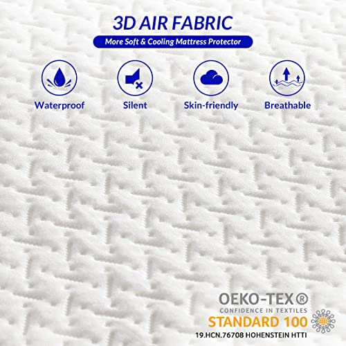 California King Bed Size Waterproof Mattress Protector, Cooling Fitted Mattress Pad Cover, Up To 18'' Deep Pocket, With Breathable 3D Air Fabric #TOP1