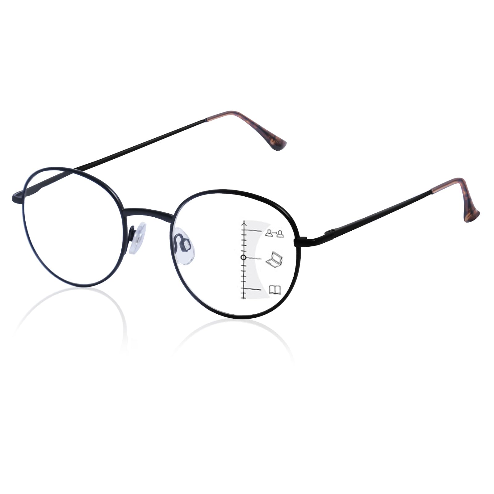 GHDBFMB Photochromic Progressive Multifocus Round Reading Glasses For Men And Women 3.0 Multifocal Readers Transition Eyewear