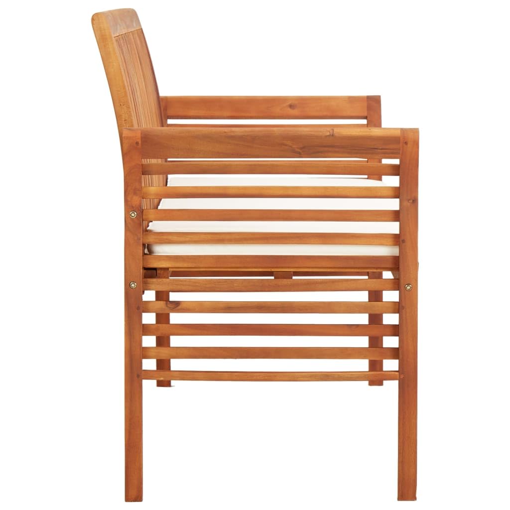 vidaXL Banco de jardín 3 plazas con cojín Madera Maciza Acacia 150 cm