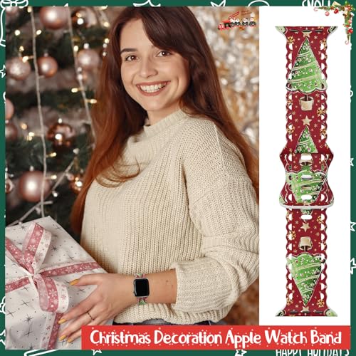 Image of Compatible with Apple Watch Band 41mm 40mm 38mm 49mm 45mm 44mm 42mm Women Girl, Christmas Hollow Soft Silicone Sports Strap For iWatch Ultra SE Series 10 9 8 7 6 5 4 3 2, tree-38