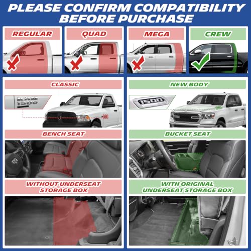 Image of Michelin Vehicle Mats for 2019-2024 Ram 1500 Crew Cab Bucket Seat | W /Under Seat Storage, Not Fit Classic Model, All-Weather TPE Custom Fit Liner, Premier