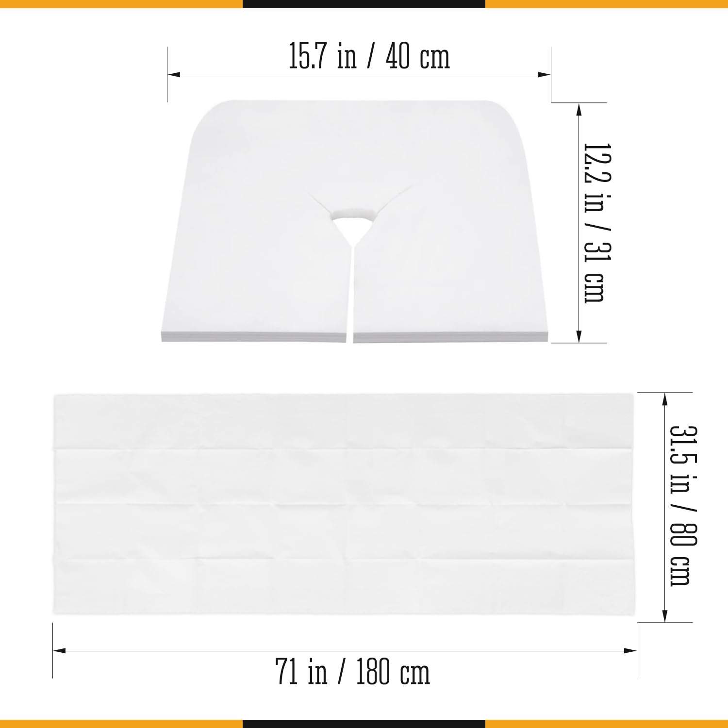 200 sztuk: 100 jednorazowych prześcieradeł na łóżko do masażu 180x80 cm i 100 jednorazowych pokrowców na zagłówek XXL, prześcieradła jednorazowe, pokrowce na łóżko do masażu