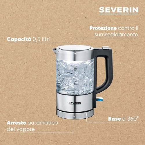 SEVERIN Mini Vattenkokare WK 3472 i Rostfritt Stål och Svart