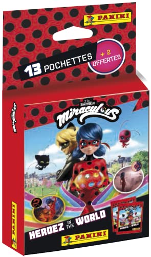 Panini Miraculous Heroez in The World-Blister - Juego de 13 fundas y 2 fundas para adhesivos (2 unidades)