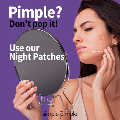 Simple Pimple Night-Patches für Pickel bei Nacht, Hydrokolloid-Patches für Nachtwirkung, Acne Patch Aktion in 8 Stunden, Aknepflaster, 48 Aufkleber für Gesichtskörner.