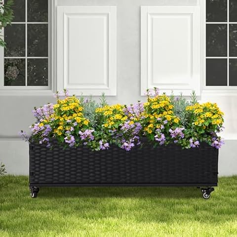 JSUN7 Rattan Raised Garden Bed Cover