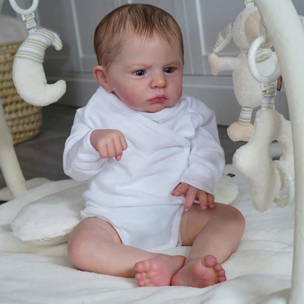 Lonian Lalka Reborn Baby 60 cm, miękkie ciało, realistyczna zabawka dla dzieci (Blue Eyes)