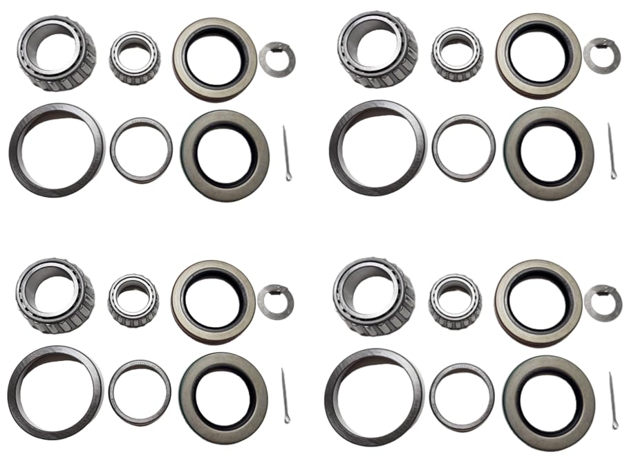 (Set of 4) WESTERNPRIME Trailer Hub Wheel Bearing Kit 25580 LM67048 with Grease Seal 10-36 2.250'' I.D. and 10-10 2.125'' I.D. for 5200 lb. Tandem