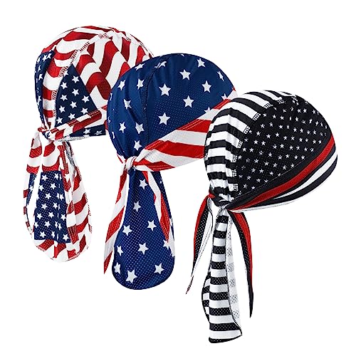 Image of DOCILA 3 Pcs Do Rags for Men Skull Cap Bandana Hat Breathable Helmet Linner Beanie