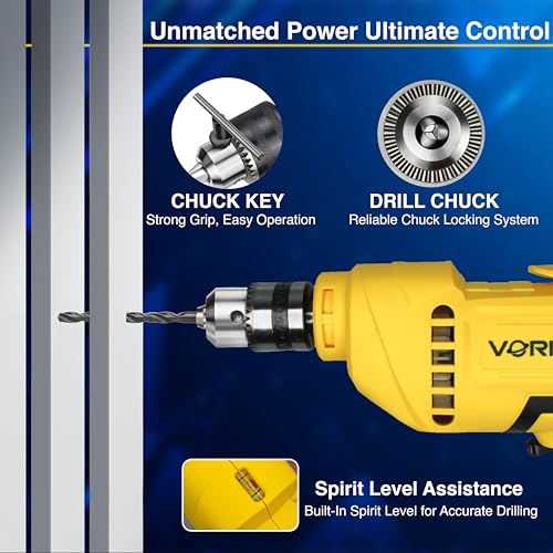 Image of VORMIR Electric Drill, 400W, 2800 RPM, 10mm Chuck, Variable Speed, Forward /Reverse for Wood & Metal - 6 months warranty