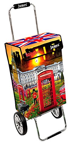 James® Einkaufstrolley Design London Deluxe, moderner Einkaufswagen, bunter Lifestyle Trolly, Rollkoffer, 40kg Tragkraft…