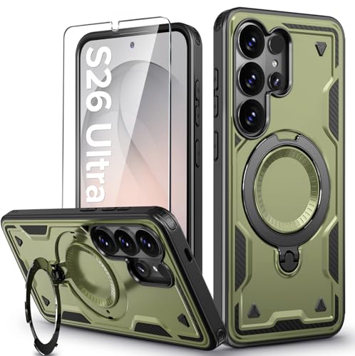 Image of for Samsung Galaxy S26 Ultra Case Magnetic with stand, with Mag-Safe, with Screen Protector, Wireless Charging, Shockproof for Samsung S26 Ultra 5G Phone Case, Ring Holder Cover for Samsung S26 Ultra