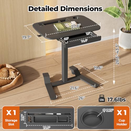 Image of JOY worker Mobile Standing Desk Adjustable Height, Rolling Desk with Drawer