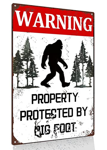 Funny Warning Metal Signs Big Of Foot Gifts For Men Garage Sign Warning Property Protected By Big Of Foot Signs Man Cave Yard Garden Wall Decor